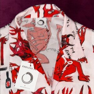 Red and White Graphic Shirt by Endless